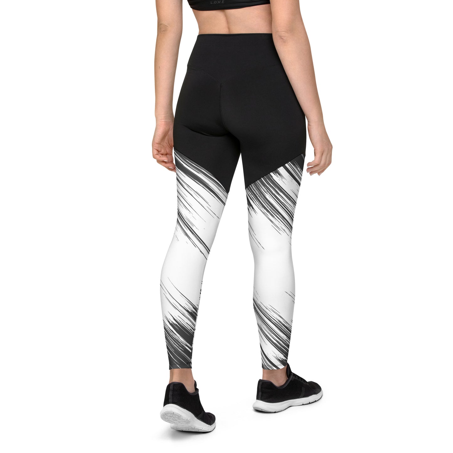 Women's Black Jagged Sports Leggings