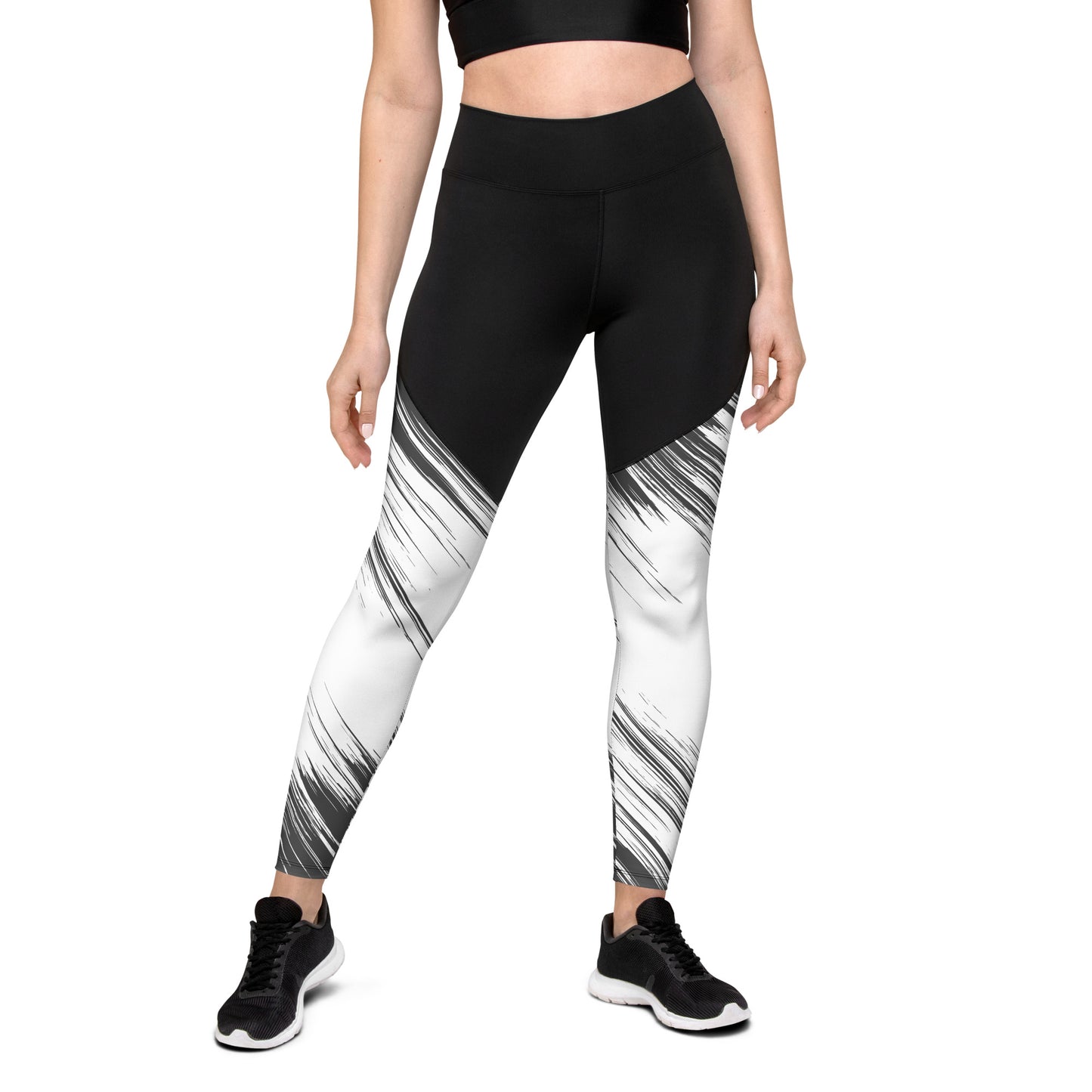 Women's Black Jagged Sports Leggings