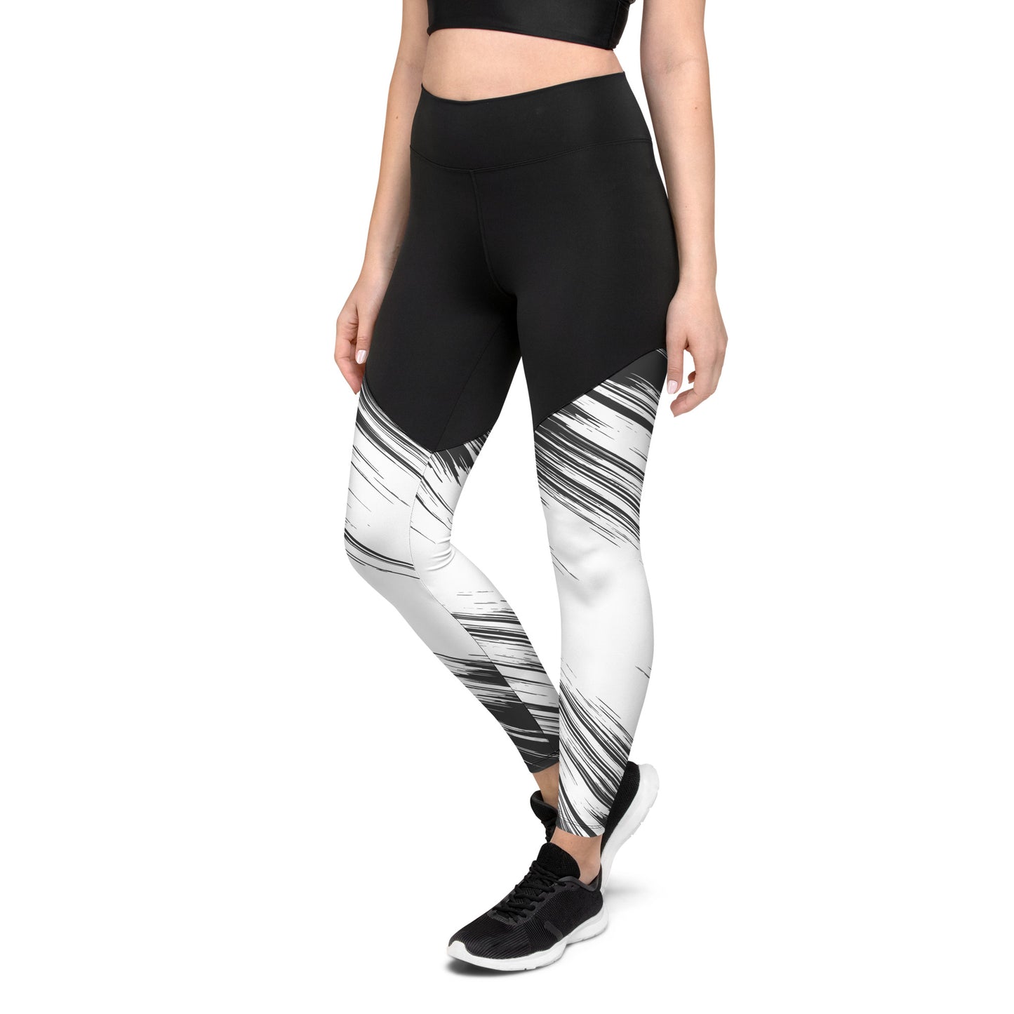 Women's Black Jagged Sports Leggings