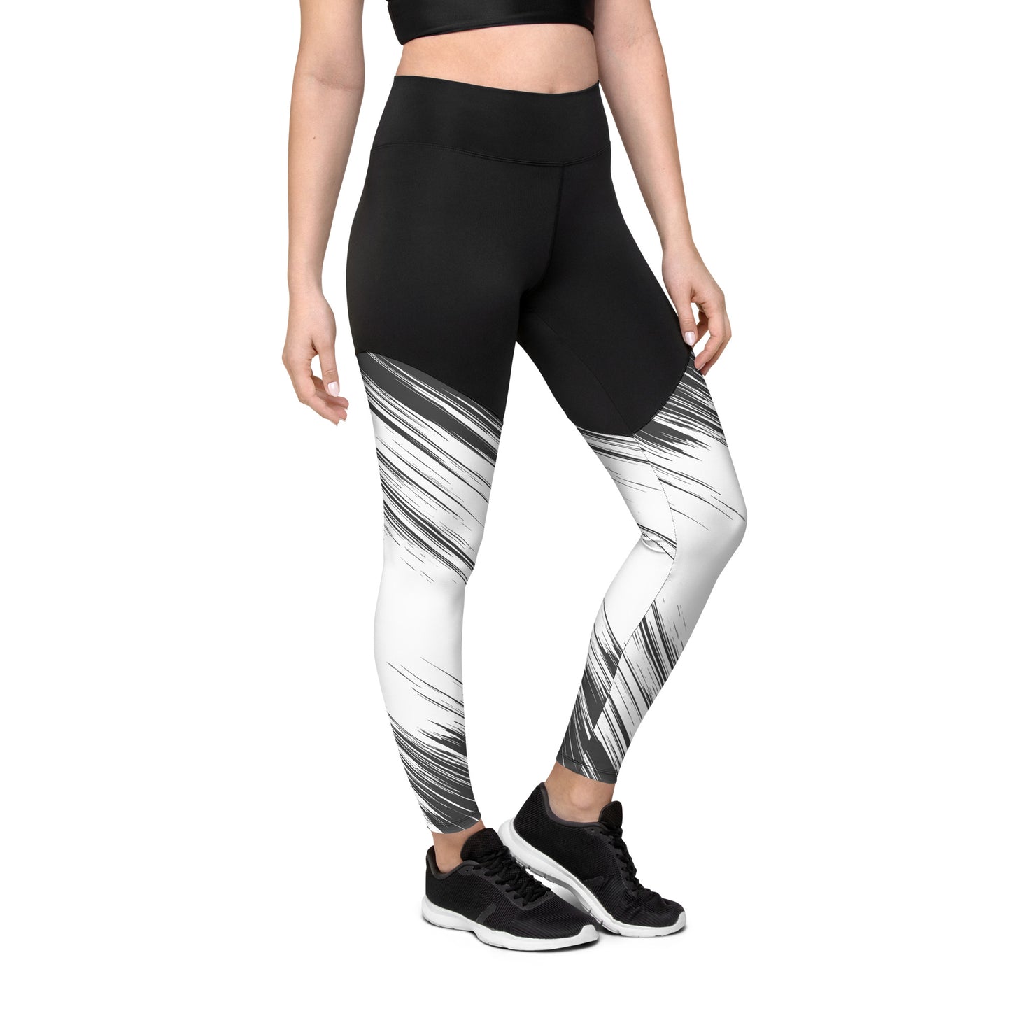 Women's Black Jagged Sports Leggings